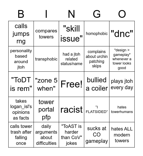 jtard bingo Card