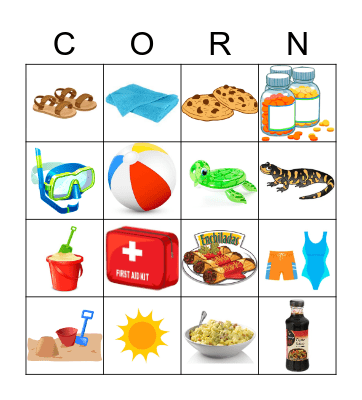 Going to the Beach Bingo Card