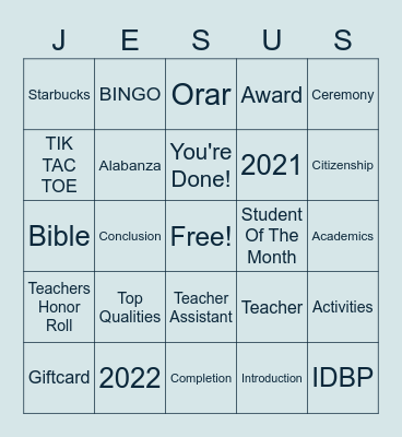 2021-2022 IDBP Awards Ceremony Bingo Card