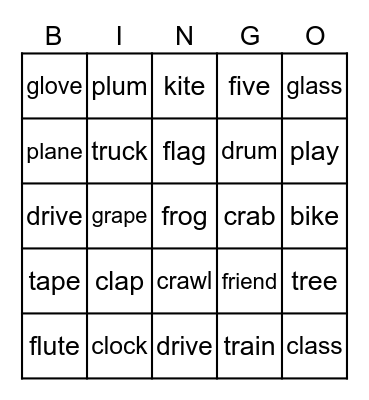 PS 4 Unit 1-2 (+ magic e) Bingo Card