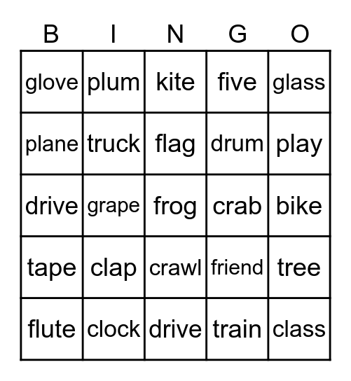 PS 4 Unit 1-2 (+ magic e) Bingo Card