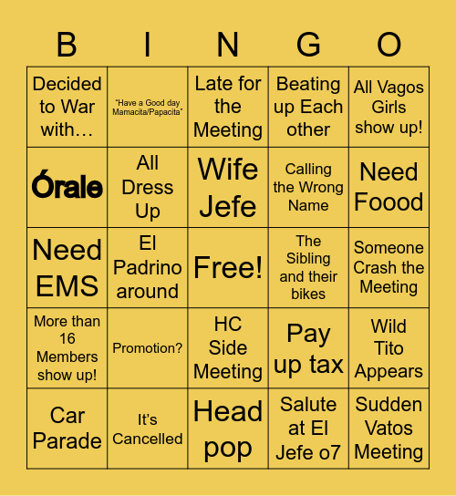 VAGOS BIG MEETING Bingo Card