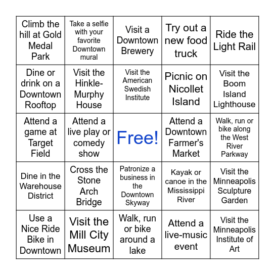 Baker Center Summer Bingo Card