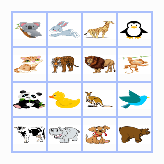 Do You Like __? Zoo Animals Bingo Card