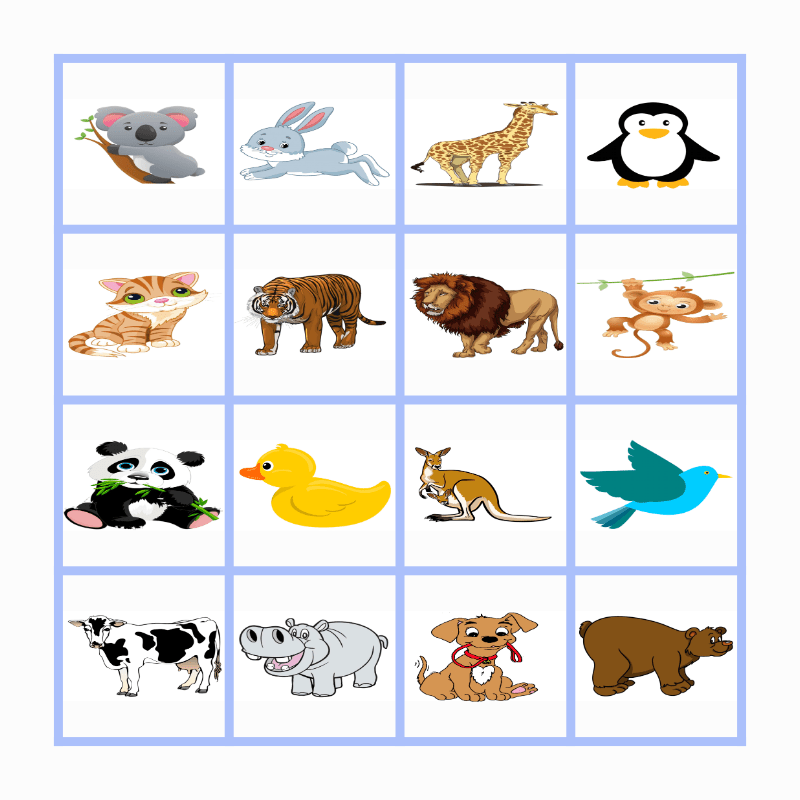 Do You Like __? Zoo Animals Bingo Card