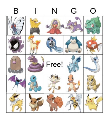 POKEMON Bingo Card