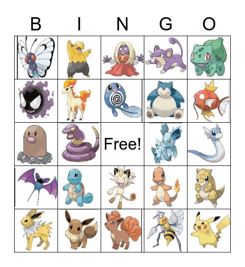 POKEMON Bingo Card