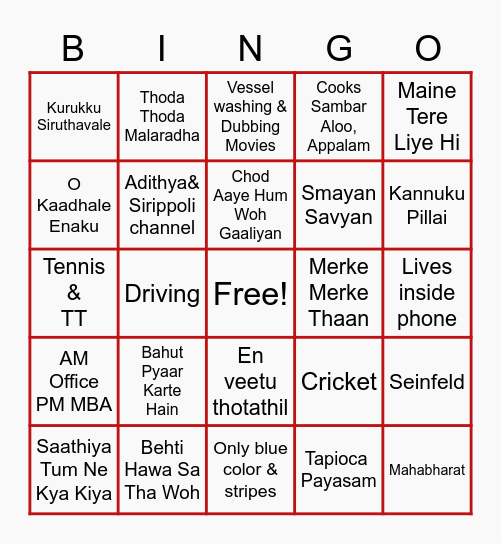 His World Bingo Card