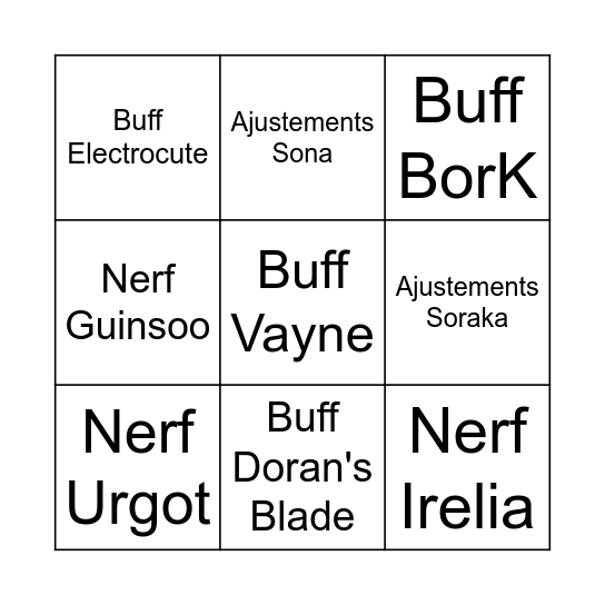 Grille exemple Bingo Card