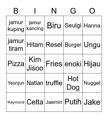 Belle's Bingo Card