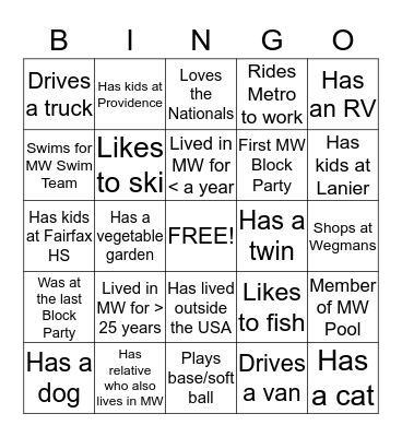 Ranger/Raider BINGO! Bingo Card