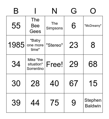 Number Bingo 1-75 Bingo Card