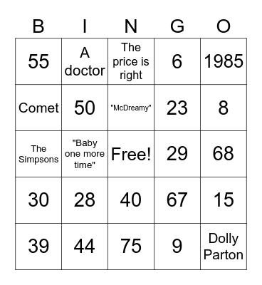 Number Bingo 1-25 Bingo Card