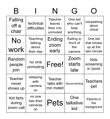 Online school Bingo Card