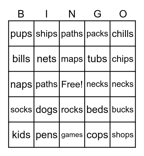 Fundations Bingo Card