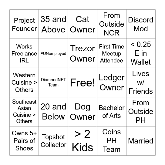 DiamondNFT 💎 Supercommunity Bingo Card