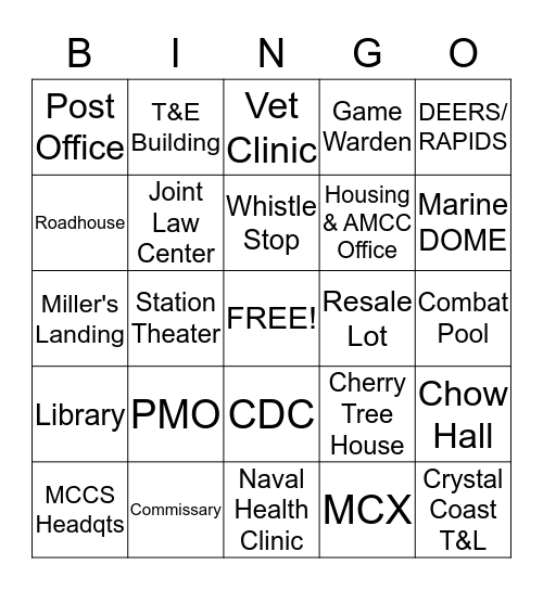 CHERRY POINT Bingo Card