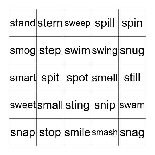 s-family blends Bingo Card