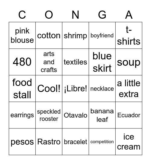 Los mercados Bingo Card