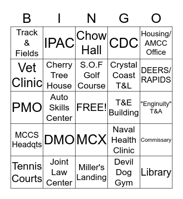 CHERRY POINT Bingo Card