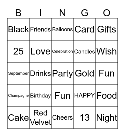 BIRTHDAY BINGO Card