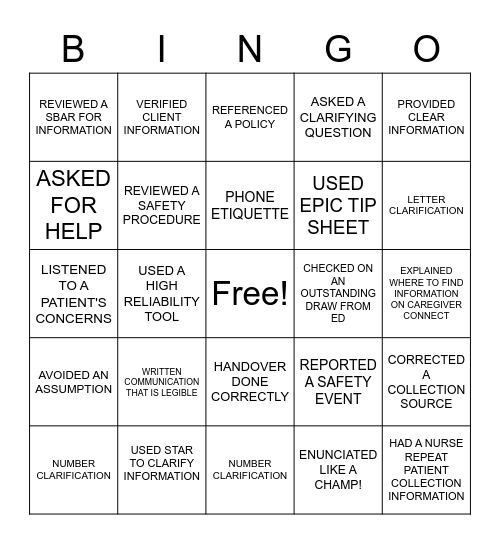 COMMUNICATION BINGO Card