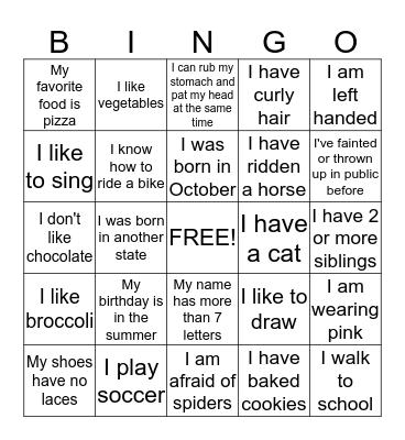 People Bingo Card