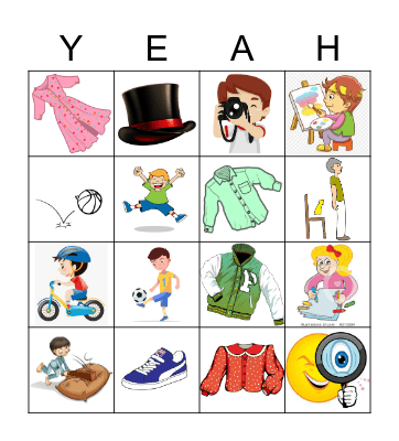 Clothes and Verbs Bingo Card