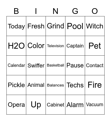 Concussion Card Bingo Card