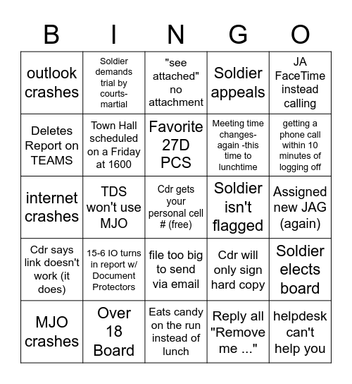 27D Paralegal Bingo Card