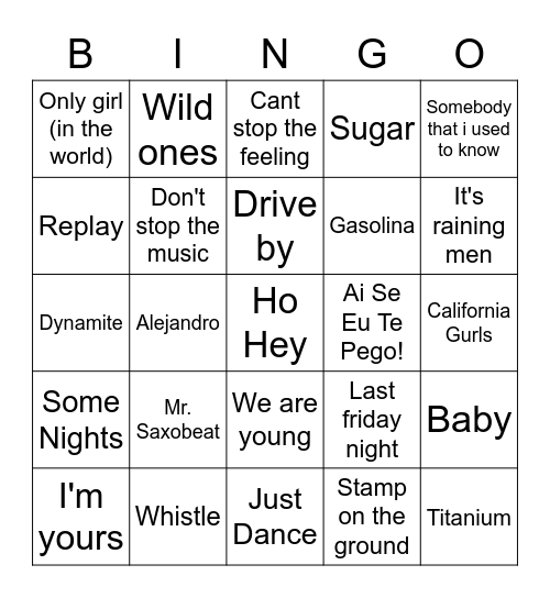 Holdeplassens Musikkbingo Card