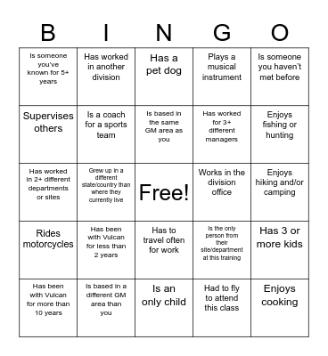 Leading Self - Get to Know Bingo Card