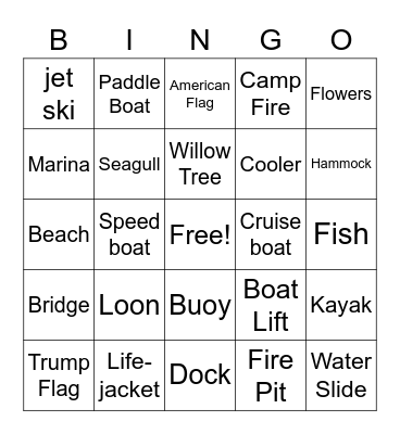Boat Cruise Bingo Card