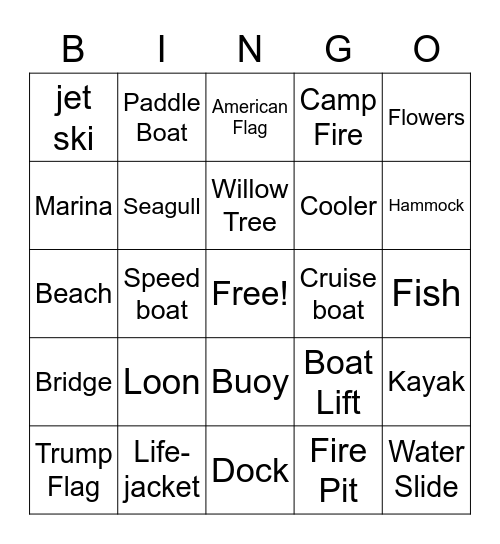 Boat Cruise Bingo Card