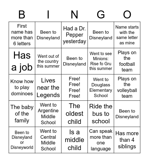 Psychology Mixer Bingo Card
