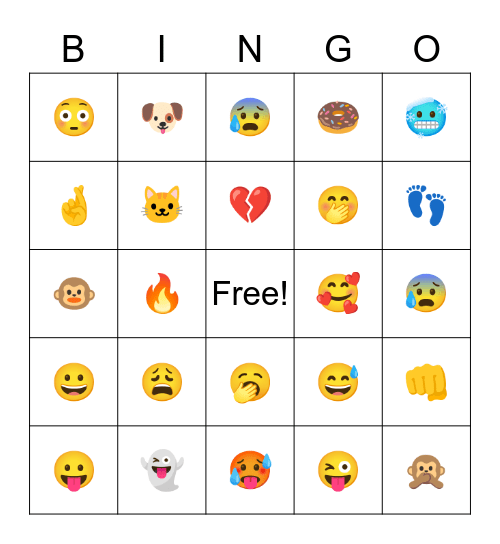 EMOJI Bingo Card