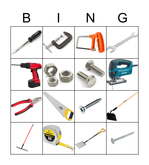 Tools Bingo Card