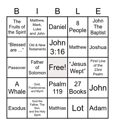 Get to know the Bible Bingo Card