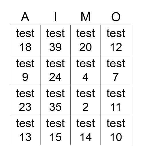 AIMO Bingo Card
