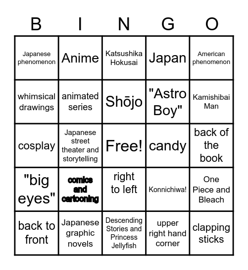 MANGA Bingo Card