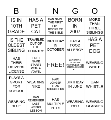 GET TO KNOW EACH OTHER Bingo Card