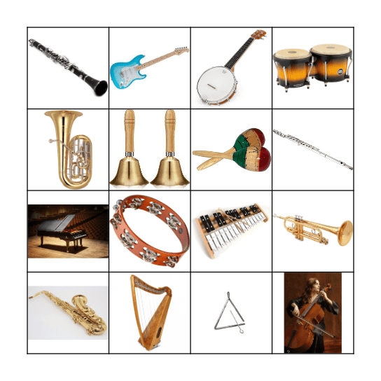 Musical Instruments Bingo Card