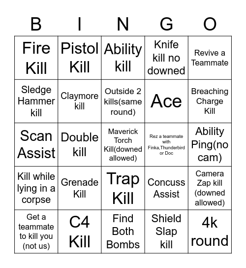 R6 bingo Card