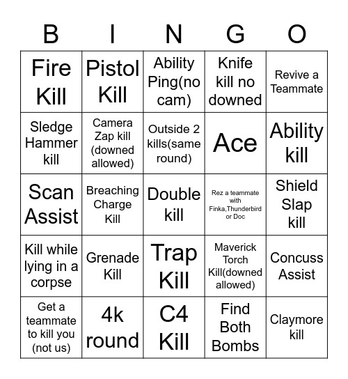 R6 bingo Card