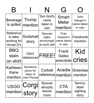 Sharon's Family Picnic Bingo Card