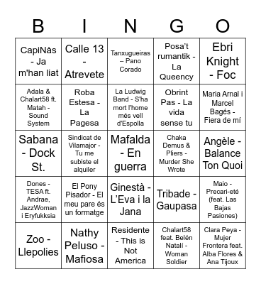 Bingo Musical La Malgirbada! Bingo Card