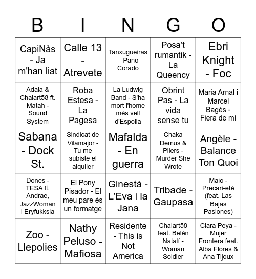 Bingo Musical La Malgirbada! Bingo Card