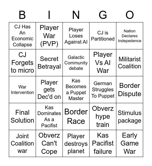 Stellaris Bingo Card