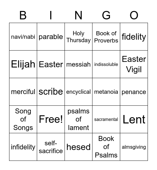 Religion Final Exam Review Grade 7 Bingo Card