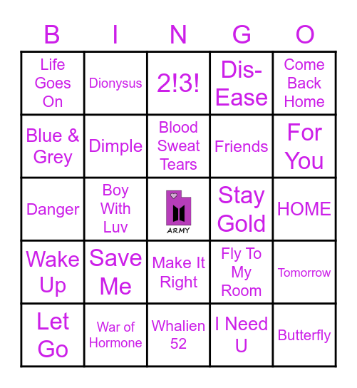 BTS FESTA Bingo Card